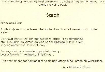 De binnenzijde van het rouwkaartje